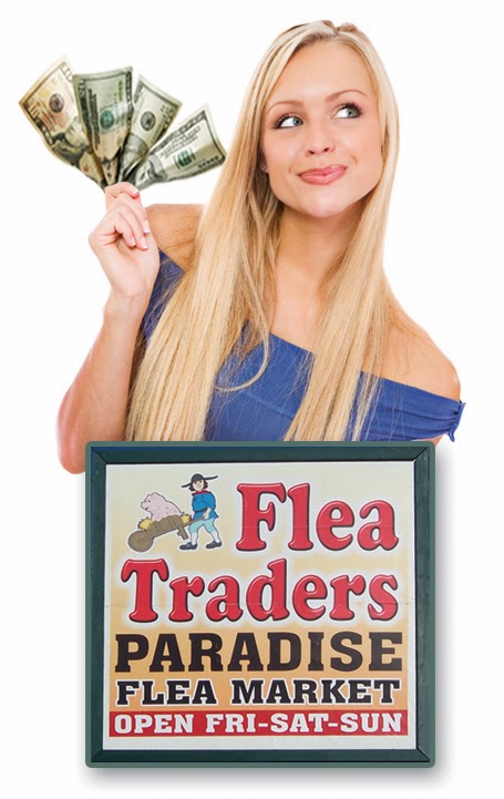 Flea Trader girl on logo - SHOPPERS PARADISE - FLEA MARKET STYLE!