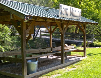Gem Mine with sign - TRAVEL BACK IN TIME AT PONDEROSA STABLES HORSEBACK RIDING AND MORE IN THE SMOKIES!